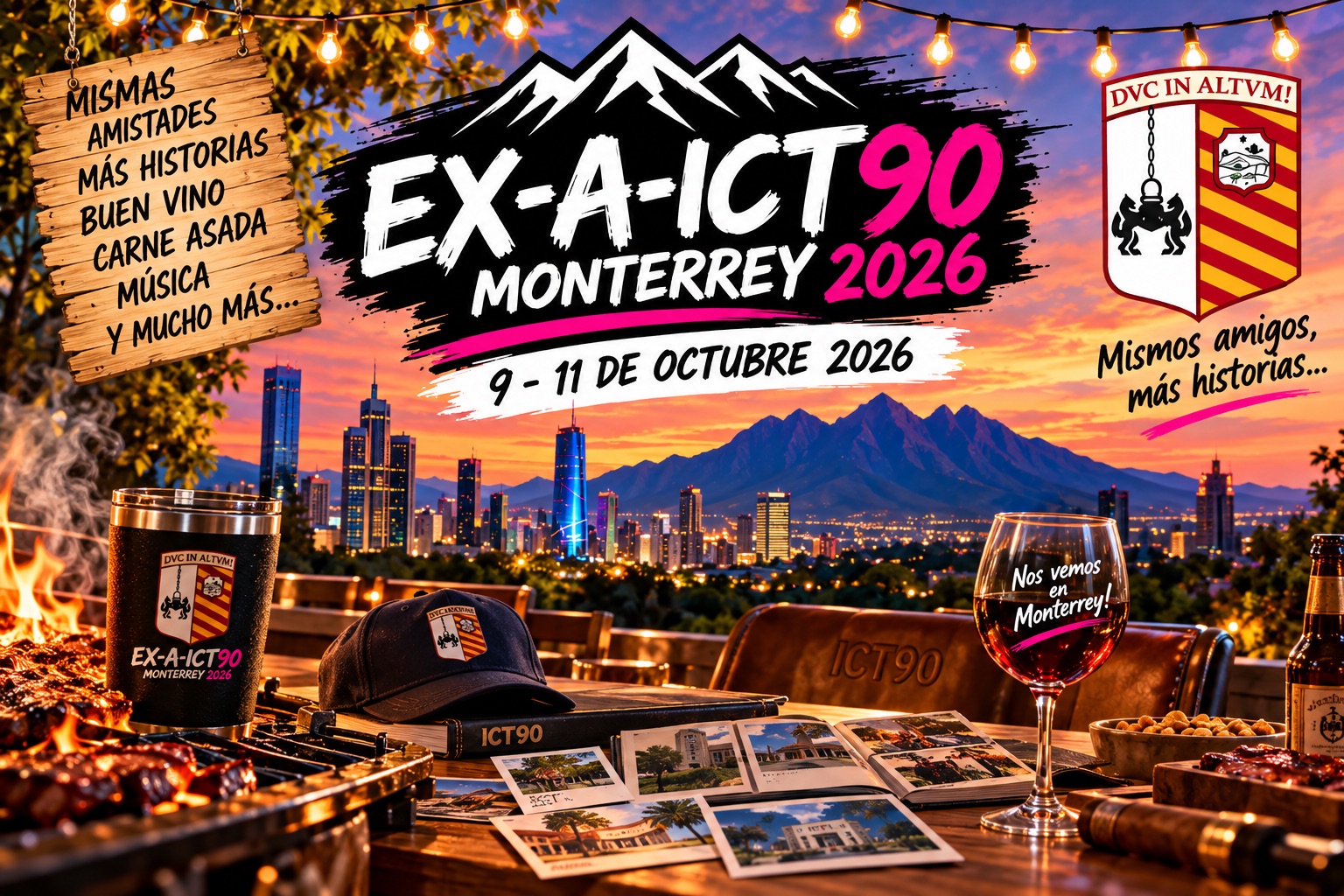 Arte del reencuentro EX-A-ICT90 Monterrey 2026, del 9 al 11 de octubre, con el escudo Duc in altum